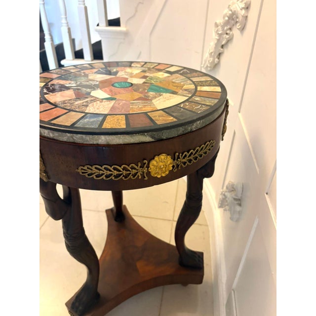 Antique Victorian Specimen Marble Top Centre Table Mahogany Swan Support Side Table, 1860 For Sale - Image 10 of 18