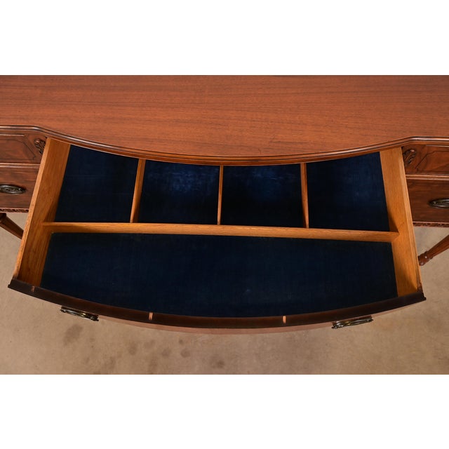 Wood Baker Furniture Style French Regency Louis XVI Burled Walnut Sideboard Buffet, Circa 1940s For Sale - Image 7 of 17