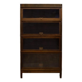 Antique Walnut Globe-Wernicke 4 Stack Lawyer's Bookcase c.1920 For Sale