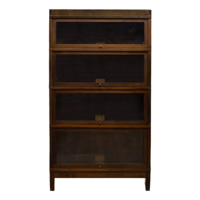 Antique Walnut Globe-Wernicke 4 Stack Lawyer's Bookcase c.1920 For Sale