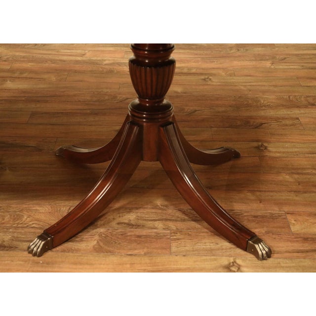 Inlaid Double Pedestal Mahogany Dining Room Table Seats 6-14 People With Polished Hi Sheen Finish For Sale - Image 11 of 13