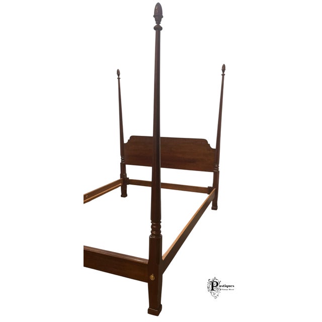 Brown Vintage Jamestown Sterling Chippendale Style Mahogany Queen Size Four Poster Bed For Sale - Image 8 of 10