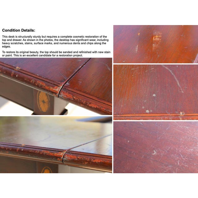 Vintage Myrtle Desk Co. Georgian Style Mahogany Curved Hunt Table / Executive Desk For Sale - Image 18 of 18