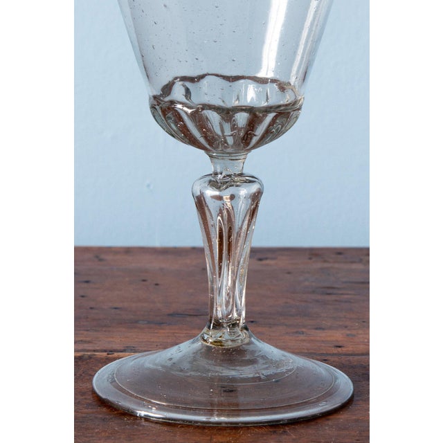 Antique French Fluted Wine Glass, 1700s For Sale - Image 5 of 8