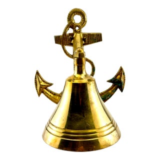 Vintage Nautical Solid Brass Anchor Bell For Sale