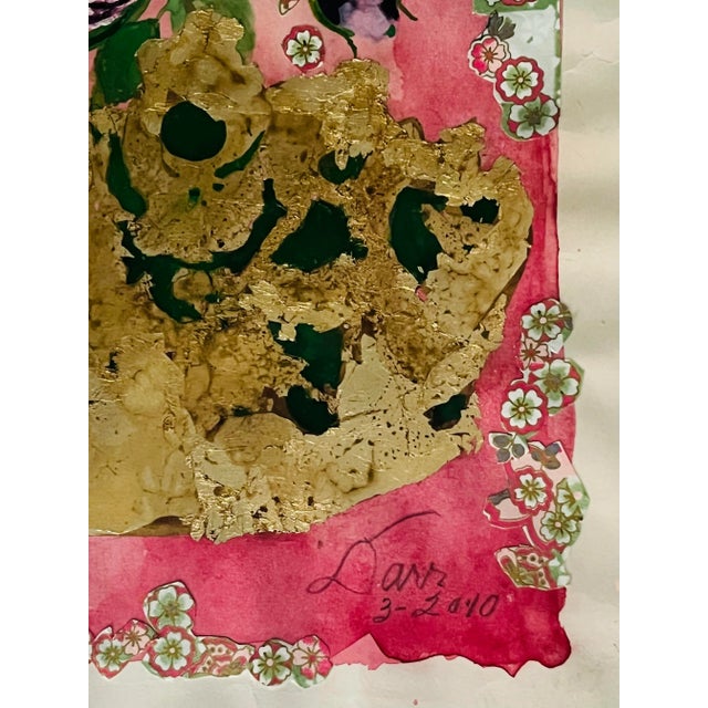 Beautiful signed painting, looks like a acrylic medium. I think some of the flowers were done in a collage method, by...