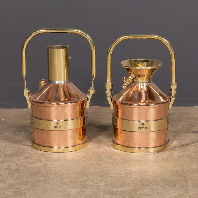 Vintage English Polished Checkpump Petrol Canisters, 1970s, Set of 2 For Sale - Image 6 of 18
