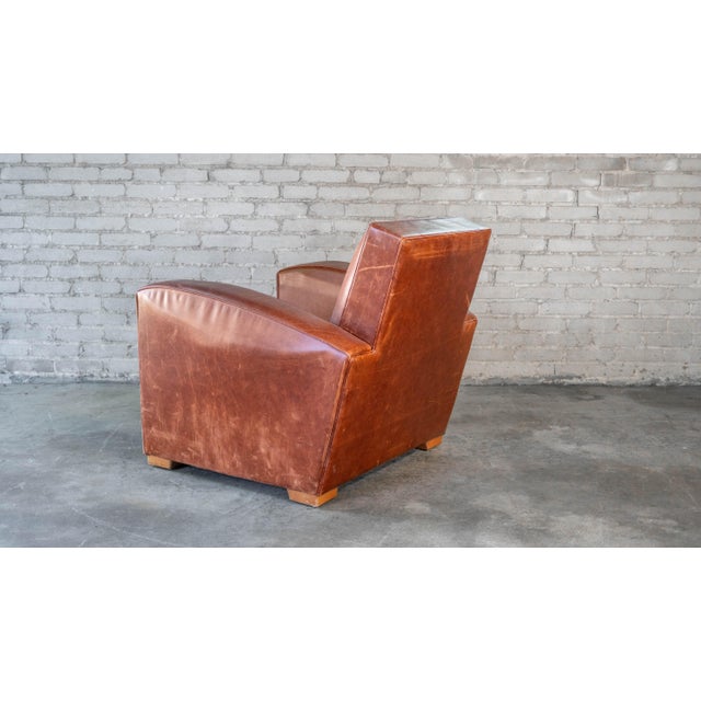 Vintage Art Deco Cognac Leather Club Chair For Sale - Image 15 of 17