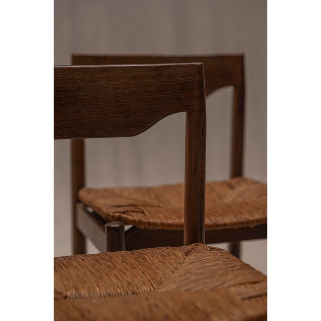 Mid-Century Wengé and Rattan Dining Chairs, 1970s, Set of 6 For Sale - Image 9 of 18