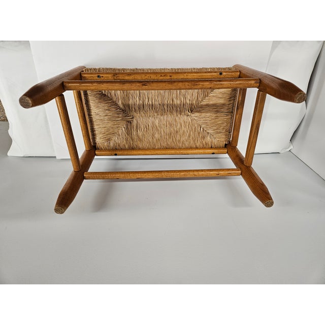 Danish Modern Rush Seat Footstool For Sale - Image 9 of 14