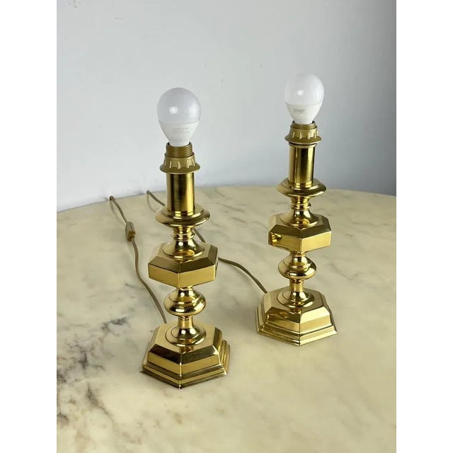 Italian Brass Table Lamps, 1980s, Set of 2 For Sale - Image 6 of 10
