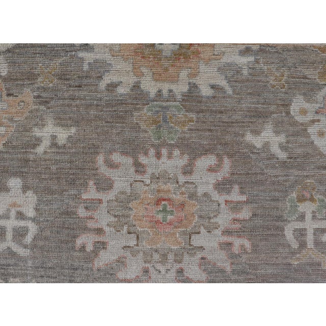 Modern Oushak Rug by Keivan Woven Arts in Brown, Cream and Soft Green 3'1 X 5'2 For Sale In Atlanta - Image 6 of 10