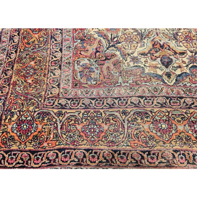 19th Century Persian Kashan Rug, Hand-Knotted Wool, Floral Pattern, Ivory & Saffron,5x7 For Sale - Image 13 of 16