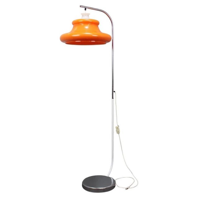 Vintage Hungarian Space Age Orange Plastic and Chrome Floor Lamp, 1970s For Sale - Image 14 of 14