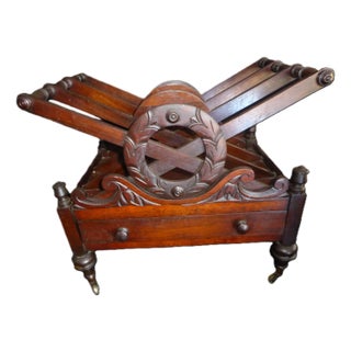 Late 19th Century Regency Rosewood Canterbury Magazine Rack For Sale