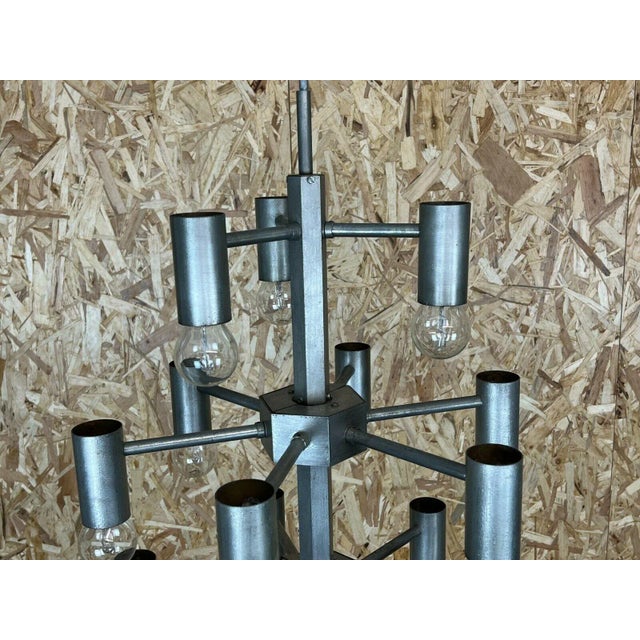 Large Chrome & Metal Chandelier Pendant Lamp For Sale - Image 5 of 14