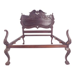Portuguese Oak Double Bed, 1890 For Sale