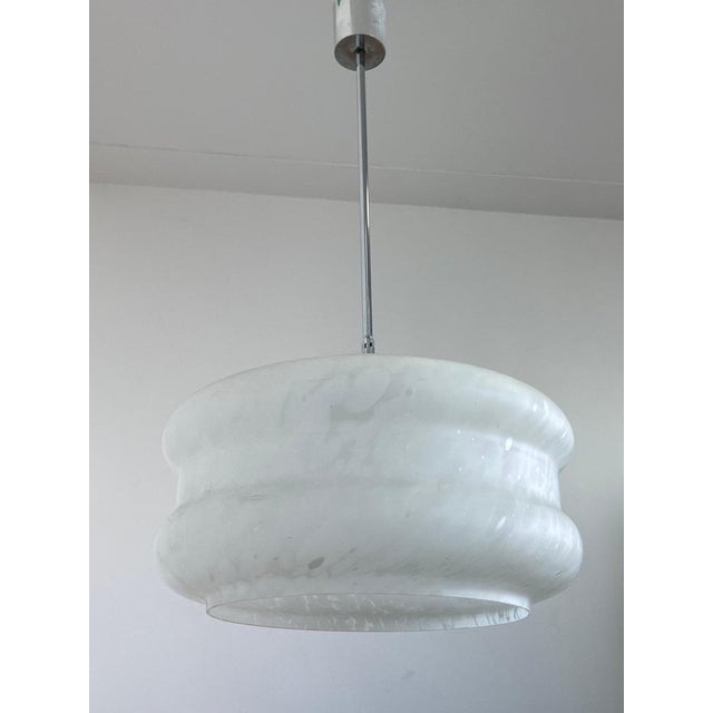 Glass White Art Glass Pendant by Karel Volf, Former Czechoslovakia, 1970s For Sale - Image 7 of 8