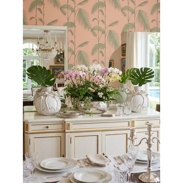 2020s Pair of Italian Hand-Crafted Floral Ceramic Bud Vases For Sale - Image 5 of 8