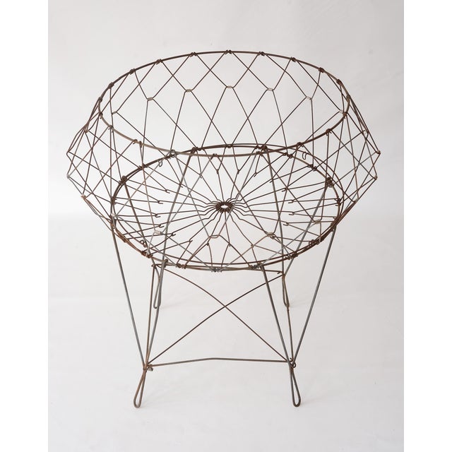 Vintage Collapsible Metal Wire Laundry Basket For Sale - Image 4 of 15