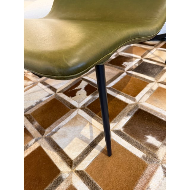 Animal Skin Blu Dot Deep Thought Leather Lounge Chair, Loden Green For Sale - Image 7 of 12