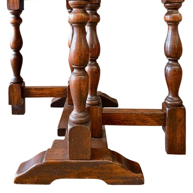 1930s William and Mary Style Drop Leaf Chair-Side Table in Distressed Oak For Sale - Image 10 of 12