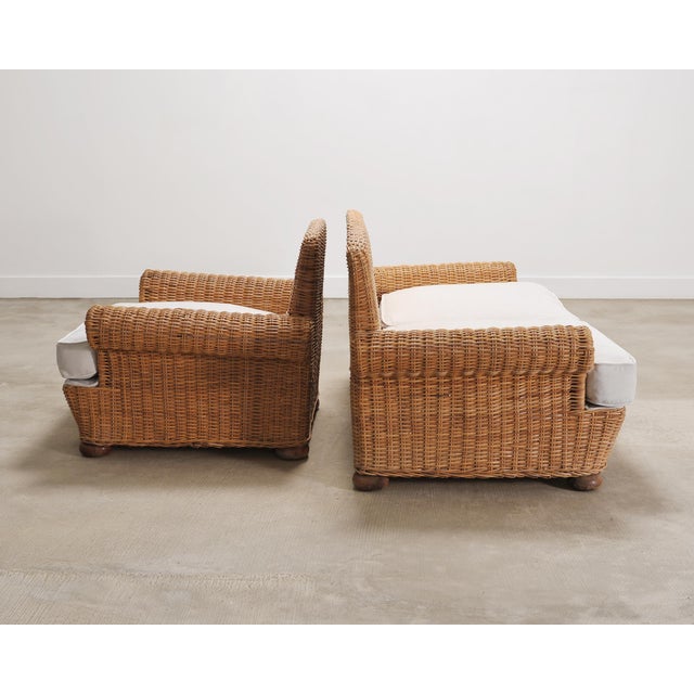 Bielecky Brothers Organic Modern Woven Rattan Wicker Lounge Chair and Settee For Sale - Image 4 of 18