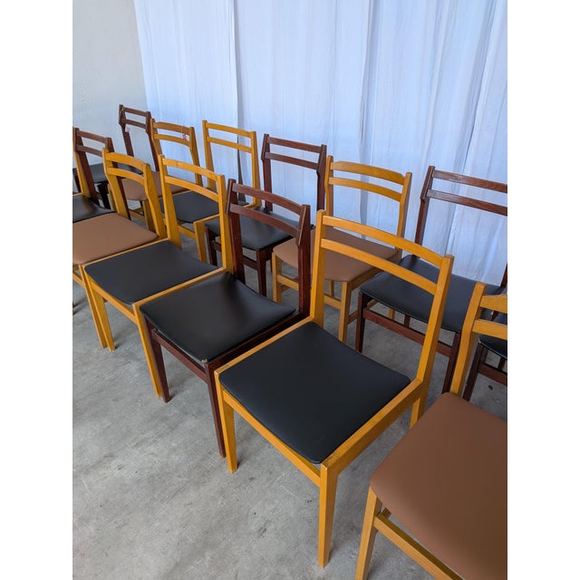 Industrial Vintage Scandinavian Wooden Dining Chairs, Yugoslav, 1970s, Set of 14 For Sale - Image 3 of 18