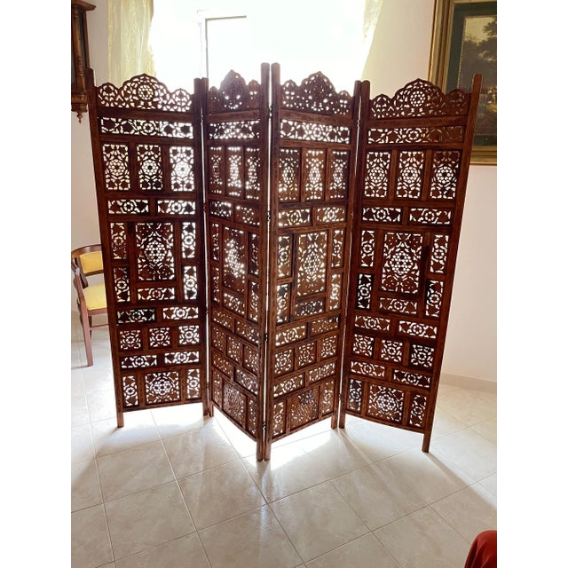 Mid-Century Modern Mid-Century Japanese 4-Panel Folding Room Divider, 1940s For Sale - Image 3 of 6