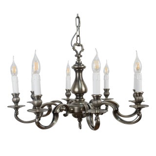 Eight-Arm Chandelier in White Brass For Sale