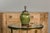1920s Green Pottery Table Lamp with Raised Floral Motif on Wooden Base, Wired For Sale - Image 4 of 12