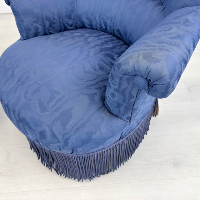 Blue Fringed French Armchairs - A Pair For Sale - Image 8 of 13