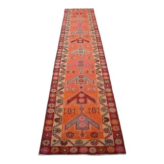 Tribal Motifs Hand-Knotted Kurdish Runner Hallway Rug Kitchen Decor - 2’9” X 12’6 For Sale