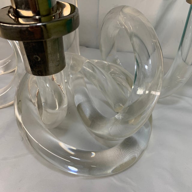 1950s Dorothy Thorpe Lucite Pretzel Twist Lucite Candlestick Holders - Pair, Double and Triple For Sale In Chicago - Image 6 of 8