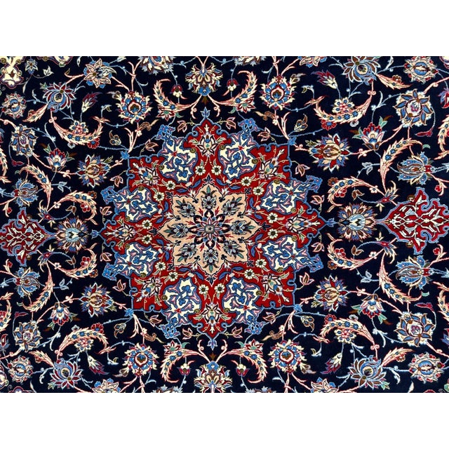 Silk and Kork wool pile genuine hand made exceptionally fine Persian Isphahan -