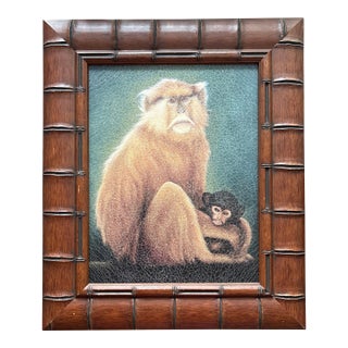 Helmut Koller Baboon and Baby Giclee Painting For Sale
