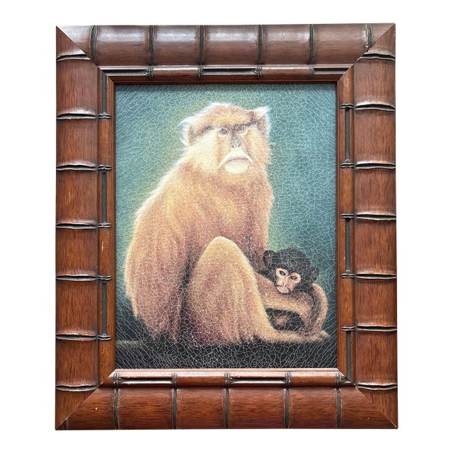 Helmut Koller Baboon and Baby Giclee Painting For Sale