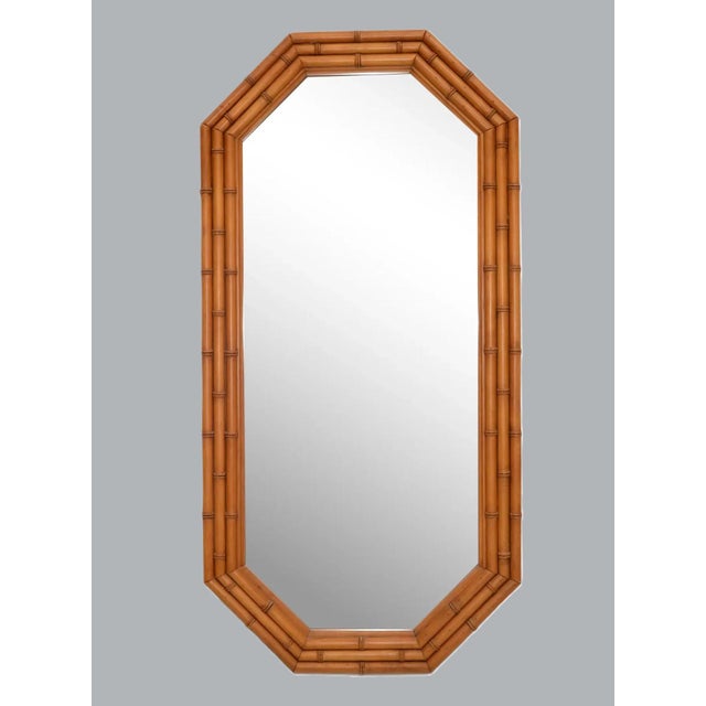 Mid 20th Century Vintage Faux Bamboo Octagonal Mirrors — 48” Tall Pair, Attributed to Thomasville For Sale - Image 5 of 13