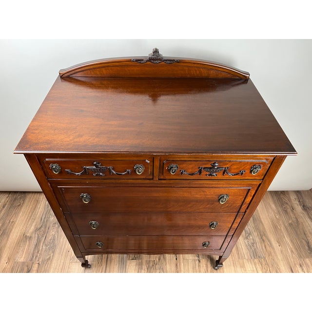 Antique Depression Era Mahogany Two Over Three Chest of Drawers C. 1930s For Sale - Image 4 of 13