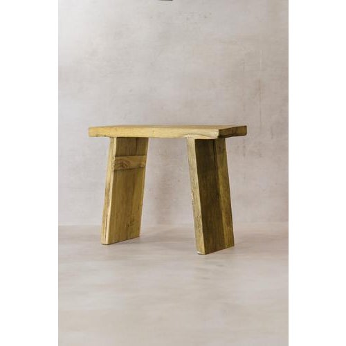 Wood Vintage Rustic Square Elm Stool For Sale - Image 7 of 7