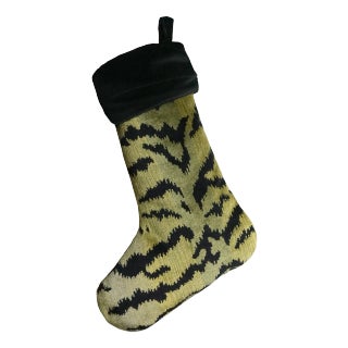 The House of Scalamandré Silk Tigre Stocking, Greens & Black For Sale