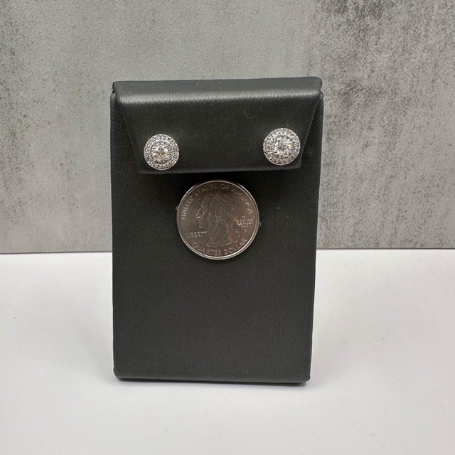 Natural Diamond Stud Earrings 14kt White Gold 0.90ctw - Push Backs, New, A Pair For Sale - Image 4 of 5