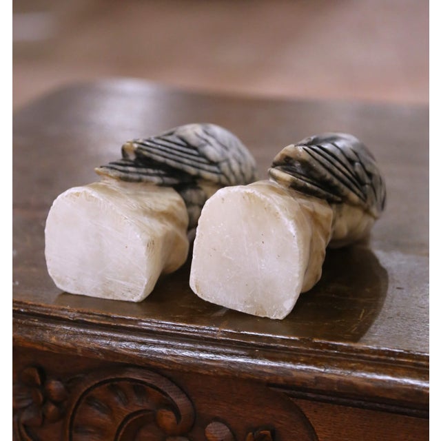 Pair of 19th Century French Carved Marble Eagle Sculptures With Glass Eyes For Sale - Image 9 of 9