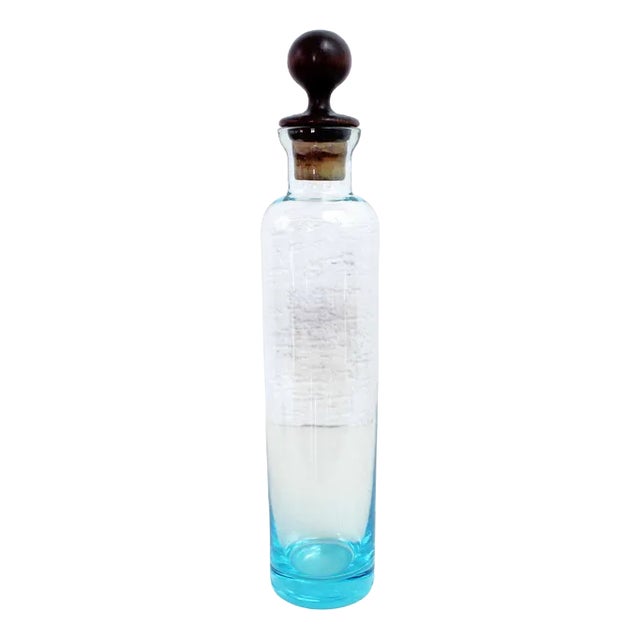 Vintage Blue Glass Bottle, 1970s For Sale