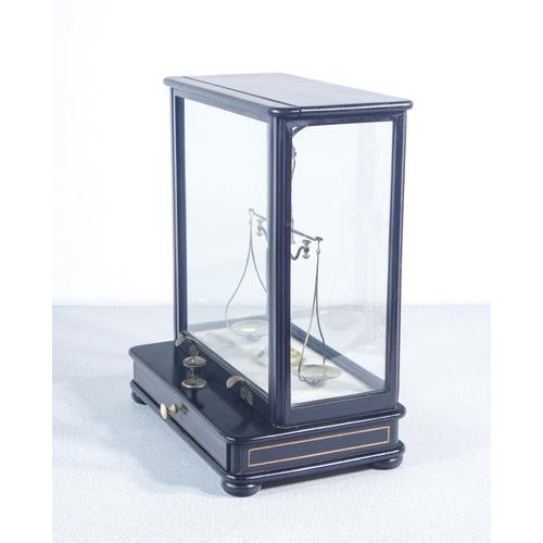 Pharmacy Scale with Wooden and Glass Case and Weights For Sale - Image 10 of 18