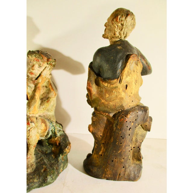 Early 18th Century 18th Century Antique German Church Wood Carved Figures - Group of 3 For Sale - Image 5 of 11