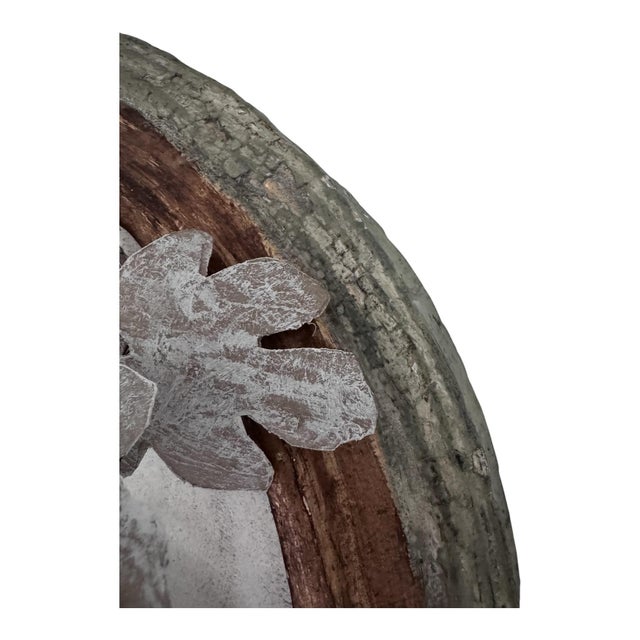 Metal Paper Mache Fig Branch in Cartapesta Round Frame For Sale - Image 7 of 9