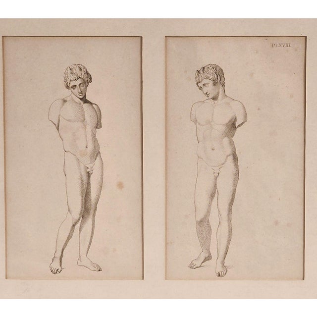 A pair of 18th-century Italian Neoclassical engravings of Greco-Roman sculpture.