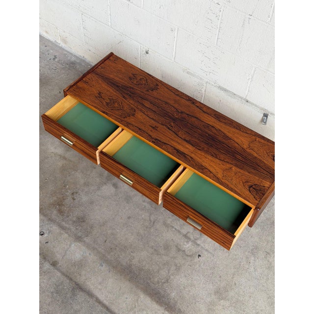 Rosewood Entry Table Small Three Drawer Denmark 1960s For Sale - Image 4 of 10