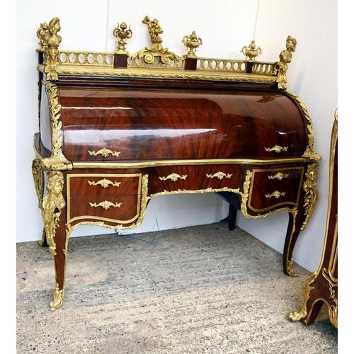 French Louis XV Cylinder Roll Top Secretaire For Sale - Image 6 of 15
